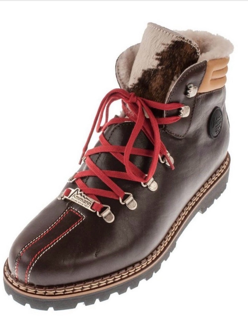 Ammann Town 3 Alpine Leather Boots Hair In Cowhide Tongue Lambskin Lined 38/7.5